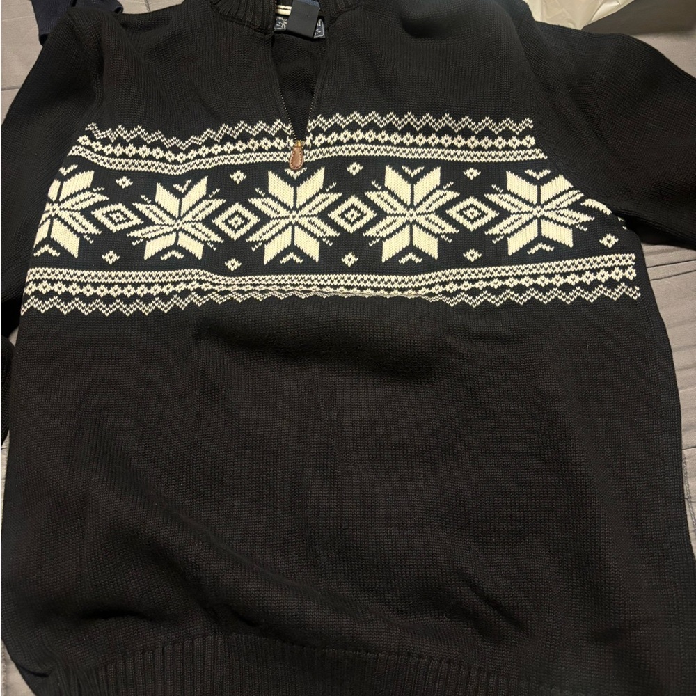Ralph Lauren Black and Cream Zip Up Sweater